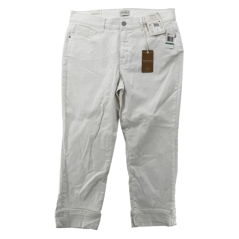 Angels Forever Young  Jeans Womens 16 White Deep Cuff Straight‎ High Rise Denim